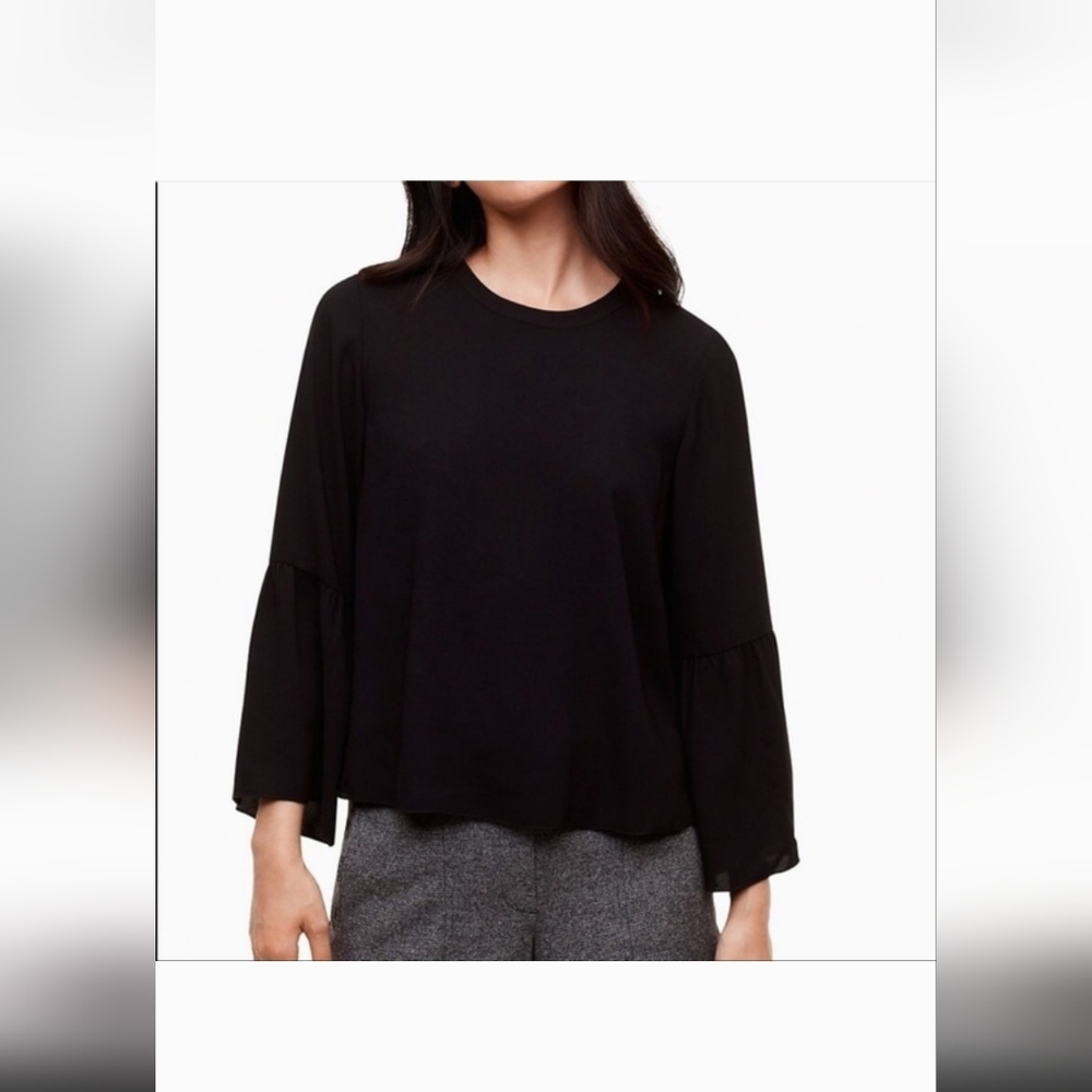 Aritzia Wilfred Black Bell Sleeve Top